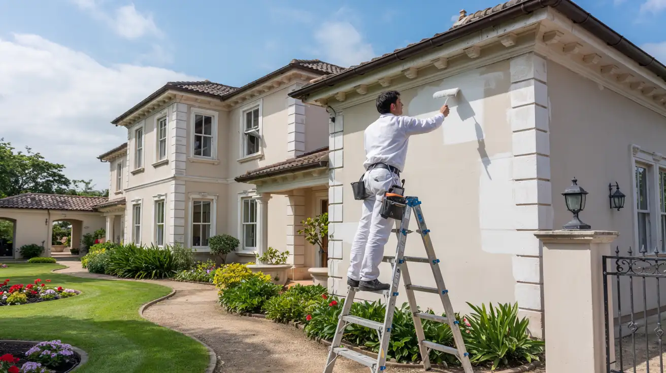 House painter in Roseville California working on exterior painting